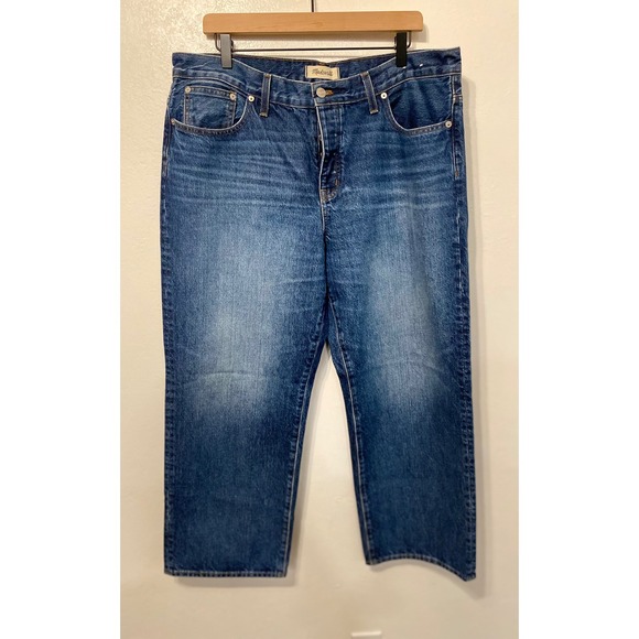 Madewell Low Slung Straight Jeans Button Fly Medium Wash Denim 32P - Picture 4 of 14